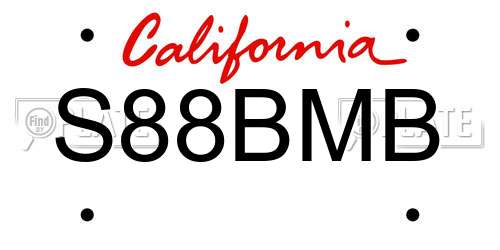 S88BMB California License Plate