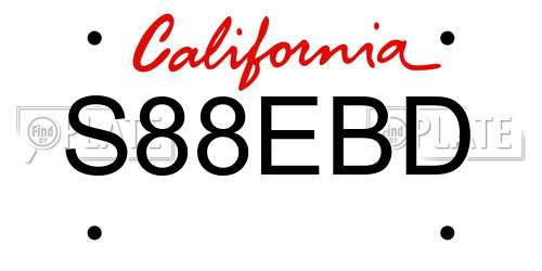 S88EBD California License Plate
