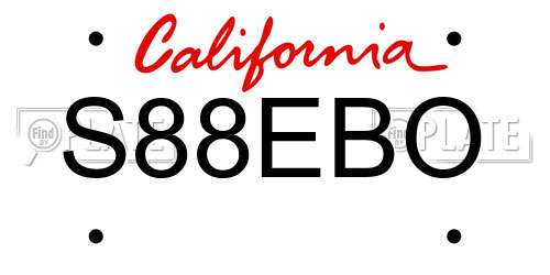 S88EBO California License Plate