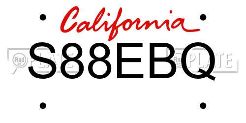 S88EBQ California License Plate