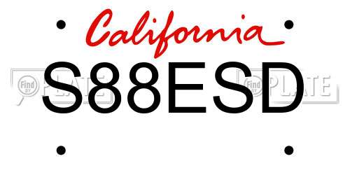 S88ESD California License Plate