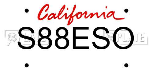 S88ESO California License Plate