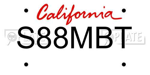 S88MBT California License Plate