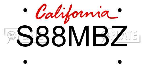 S88MBZ California License Plate