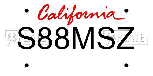 S88MSZ California License Plate