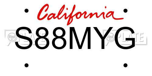 S88MYG California License Plate