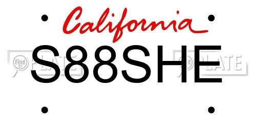 S88SHE California License Plate