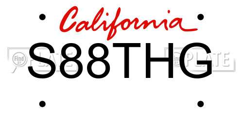 S88THG California License Plate