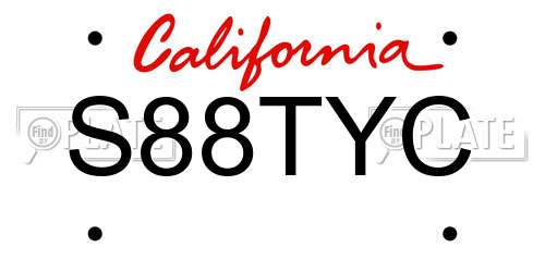 S88TYC California License Plate