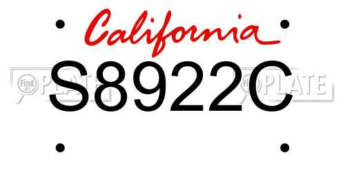 S8922C California License Plate