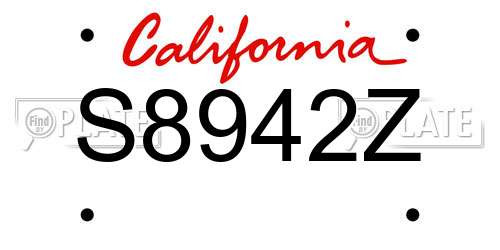 S8942Z California License Plate