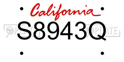 S8943Q California License Plate