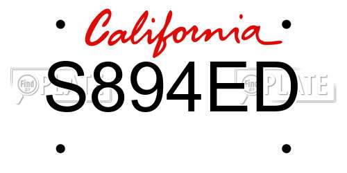 S894ED California License Plate