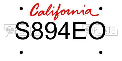 S894EO California License Plate