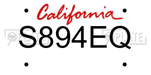 S894EQ California License Plate