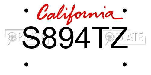 S894TZ California License Plate