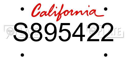 S895422 California License Plate