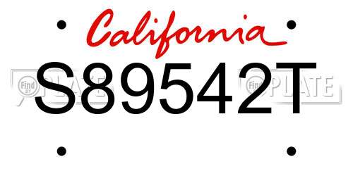 S89542T California License Plate