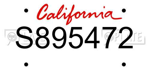 S895472 California License Plate