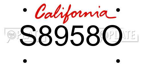 S8958O California License Plate