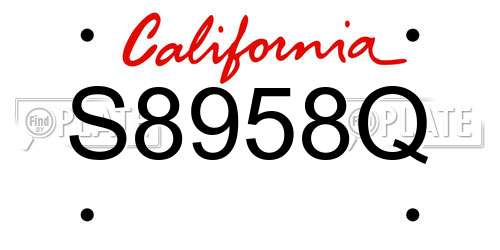 S8958Q California License Plate