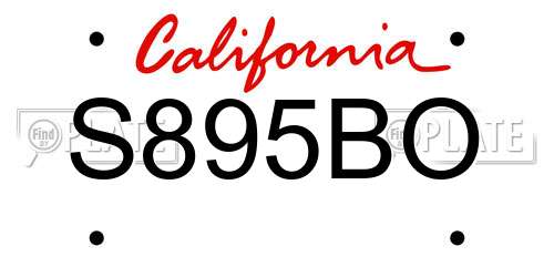 S895BO California License Plate