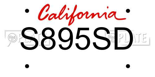 S895SD California License Plate