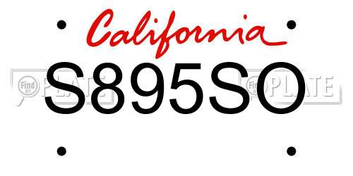 S895SO California License Plate