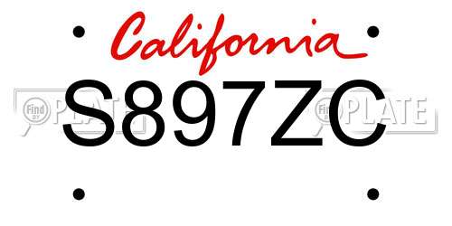 S897ZC California License Plate