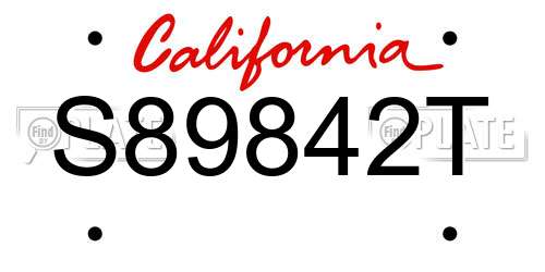 S89842T California License Plate