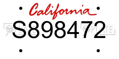 S898472 California License Plate