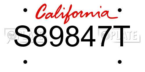 S89847T California License Plate