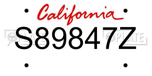 S89847Z California License Plate