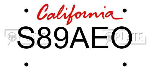 S89AEO California License Plate