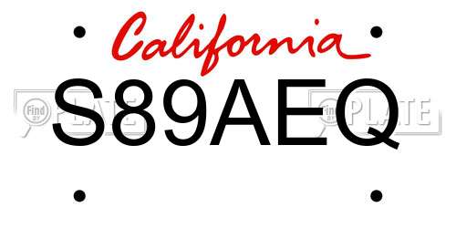 S89AEQ California License Plate