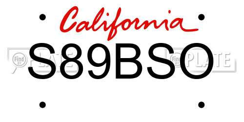S89BSO California License Plate