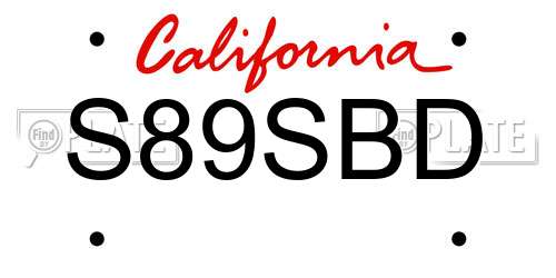 S89SBD California License Plate