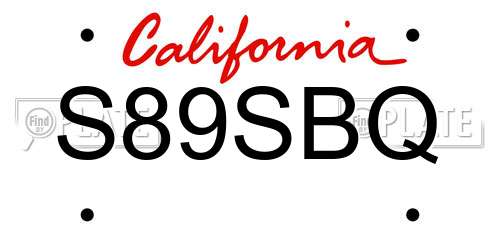 S89SBQ California License Plate