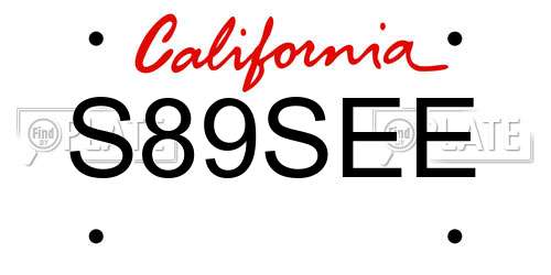 S89SEE California License Plate