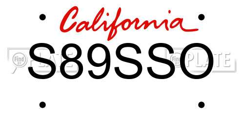 S89SSO California License Plate