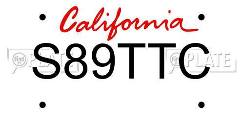 S89TTC California License Plate