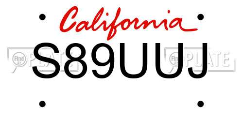S89UUJ California License Plate