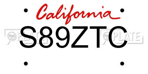 S89ZTC California License Plate