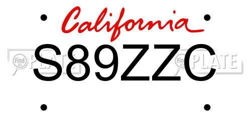 S89ZZC California License Plate