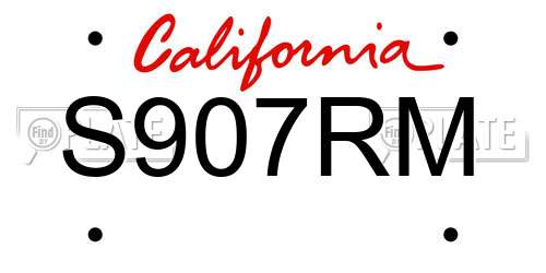 S907RM California License Plate