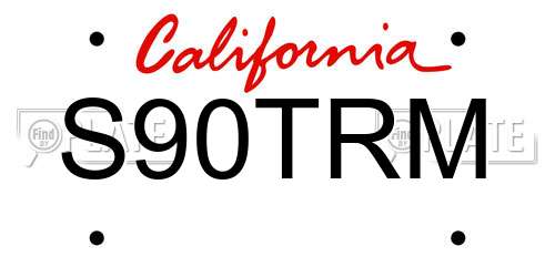 S90TRM California License Plate