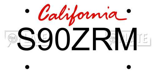 S90ZRM California License Plate