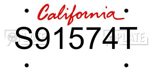 S91574T California License Plate