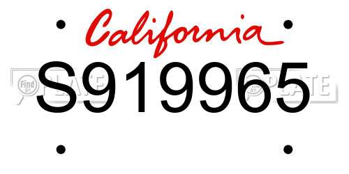 S919965 California License Plate