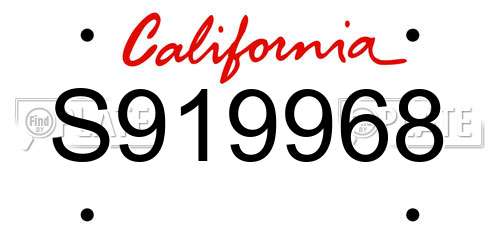 S919968 California License Plate